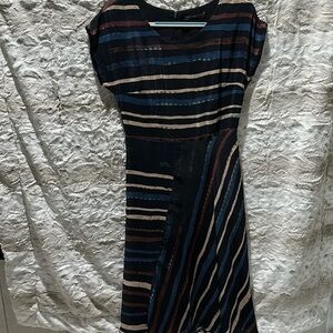 Striped Mini Dress - Black and Blue